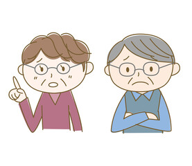 心配そうな老夫婦のイラスト