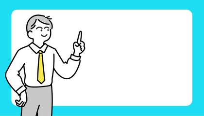 指差しするビジネスマンのフレーム　コピースペース