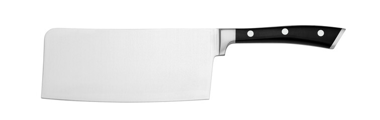 Sharp slicer knife isolated on whited, high quality stainless steel, plastic handle