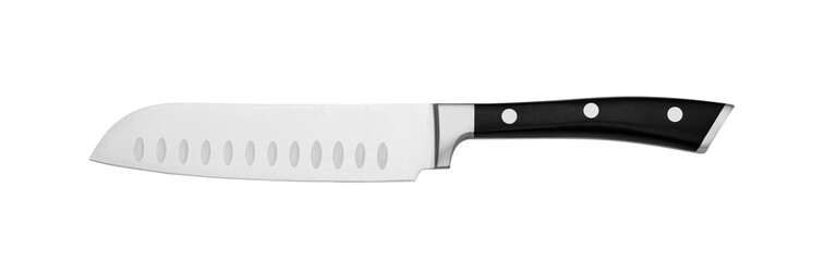 Sharp slicer knife isolated on whited, high quality stainless steel, plastic handle