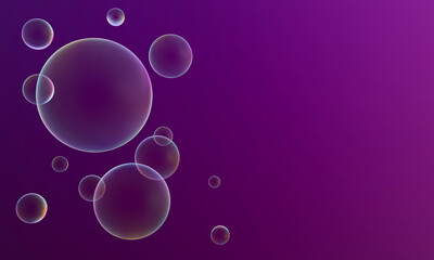 3D rendered bubbles on purple background