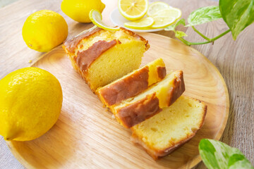 Homemade glazed lemon pound cake