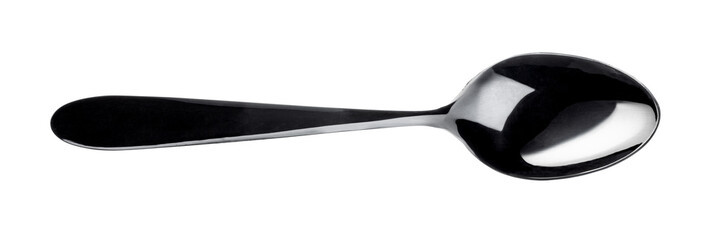 Plastic black spoon isolated on a white background
