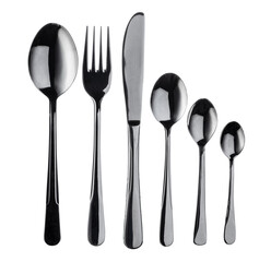 Set of silverware isolated on white background