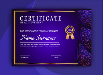 Certificate template design with modern shapes and colors, certificate of achievement