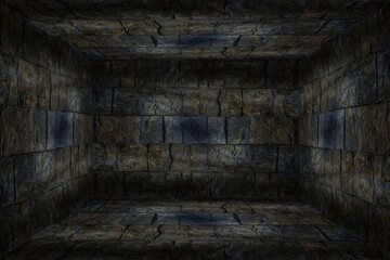 Obraz premium 3d room vintage concrete, abstract background empty ruined room perspective wall floor corner