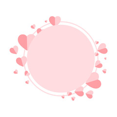 Background for day of love, valentine's day, birthday party, wedding anniversary party,Red pink paper hearts surround a circle decorated with beautiful hearts. Cartoon vector illustration
