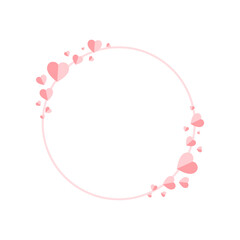 Background for day of love, valentine's day, birthday party, wedding anniversary party,Red pink paper hearts surround a circle decorated with beautiful hearts. Cartoon vector illustration