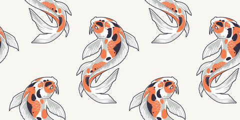 Seamless, Muster, Mit, Koi, Fish © Vecster