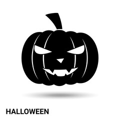 Halloween. Pumpkin with eyes and mouth isolated on light background. Vector illustration.