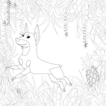 Adult coloring page, book a cute isolated dog, image for relaxing. Zen art style illustration.

