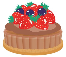 苺とブルーベリーのチョコレートのタルト