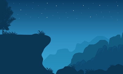 Very nice scenic sky in the night with stars. Vector illustration