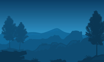 The nice color of the blue sky at night on the edge of the city. Vector illustration