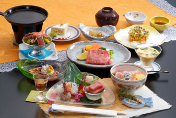 会席　和　料理 刺身　鮪造り　調理　煮付　懐石　盛り付け　和食　日本新鮮　鮮魚　お刺身　JAPAN