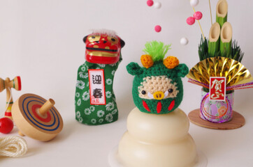 辰のあみぐるみとお正月イメージ