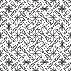 seamless pattern with abstract figures and flowers drawn on a white background for coloring, vector