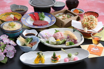 会席　和　料理 刺身　鮪造り　調理　煮付　懐石　盛り付け　和食　日本新鮮　鮮魚　お刺身　JAPAN