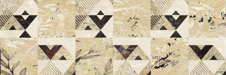 Wall Decor for interior home decoration, Ceramic Tile Design. it can be used for ceramic tile, wallpaper, linoleum, backdrop, coverpage, poster, textile, web page background -  Illustration