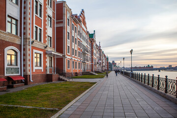 Malaya Kokshaga river and Bruges embankment. Yoshkar-Ola. Mari El Republic. Russia