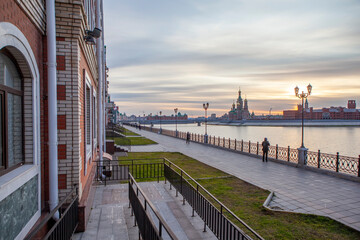 Obraz premium Malaya Kokshaga river and Bruges embankment. Yoshkar-Ola. Mari El Republic. Russia