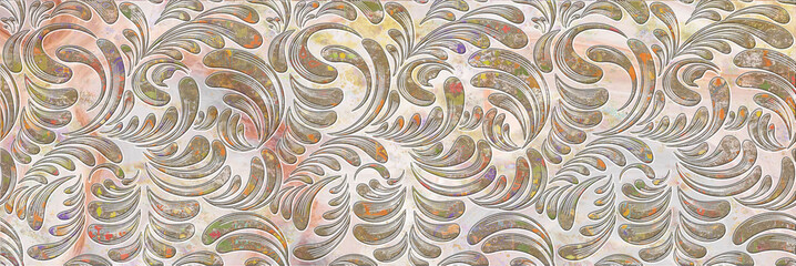 Wall Decor for interior home decoration, Ceramic Tile Design. it can be used for ceramic tile, wallpaper, linoleum, backdrop, coverpage, poster, textile, web page background -  Illustration