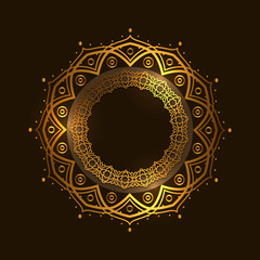 golden circle decoration arabian and india pattern with dark background