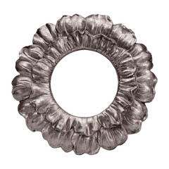 Silver frame for paintings, mirrors or photo isolated on white background. Design element with clipping path