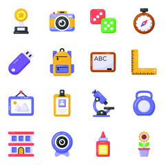 
Pack of Learning Accessories Flat Icons 
