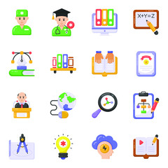 Pack of Medical and Learning Flat Icons 