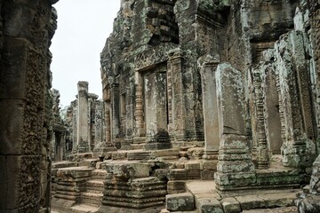 Naklejka premium Angkor Thom, Bayon, Khmer architecture in Siem Reap, Cambodia, Asia, UNESCO World Heritage
