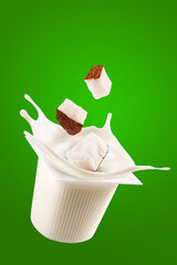 Coconut yogurt with pieces of fruit