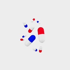 Pills on a white background, 3d rendering.