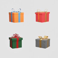 Christmas and New Year's Day, red blue sky gift box white background, 3d rendering.
