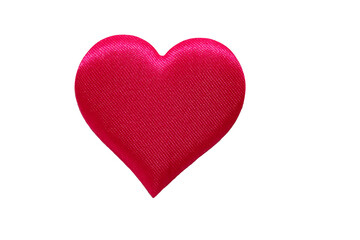 one red toy heart isolated on white background.