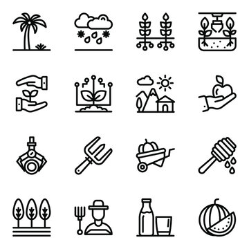 
Pack of Forecast and Smart Farming Glyph Icons 
