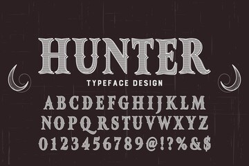 vintage typeface vector design, alphabet font, black style