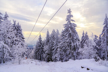 Fichtelgebirge Wintersport am Ochsenkopf Skilift Sendeturm