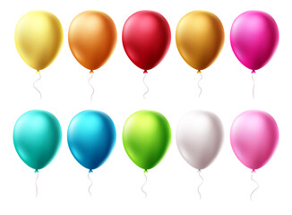 Birthday balloons set vector design. Colorful balloons isolated in white background for birthday celebrations and party decorations. Vector illustration.
