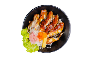 grilled unagi set meal eat with soup and vegetable salad