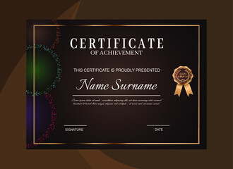 Certificate template design with modern shapes and colors, certificate of achievement