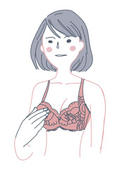 
下着姿の女性　イラスト