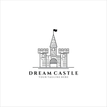 dream castle line art logo vector illustration design