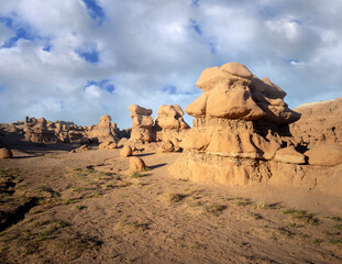 Out of this world Goblin Valley State Park unique mushroom shaped sandstone hoodoos and formations in a strange semi desert setting in Green River Utah