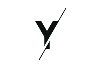 Letter Y logo design in a moden geometric style with cut out slash and lines. Vector - obrazy, fototapety, plakaty