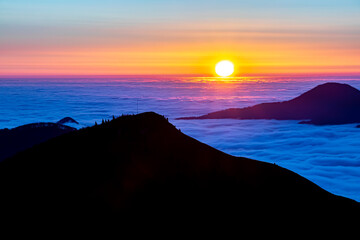 Sea of clouds and sun rising	