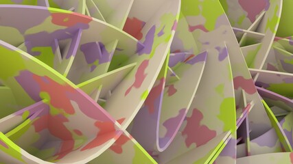 Camouflage Abstract Panels Creative 3d Rendering Business Background with Neon Green, Pink and Purple Pastel Tones