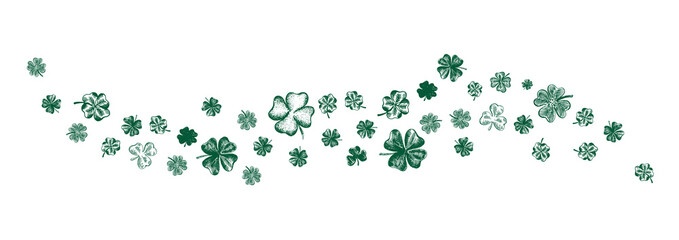 Patrick's day. Clover icons set. Hand drawn illustration. Vector.
