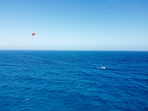 Drone photo of parasail at Playa Ballenas, Cancun, Mexico