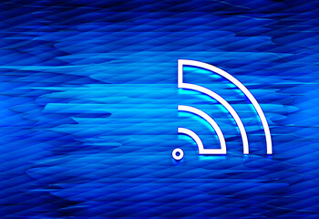 RSS Feed icon aqua wave abstract blue background illustration